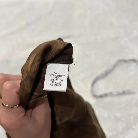 VTG Y2K Xhilaration Babydoll Satin Brown Top Large Fairy Grunge Romantic 90s - Picture 6 of 6